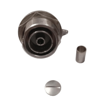 DIN Female Bulkhead Right Angle Connector for LMR200 Cable Crimp